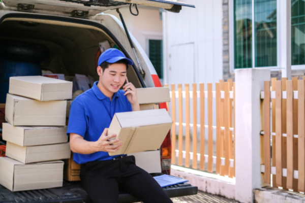 Amazon Delivery Driver On The Phone