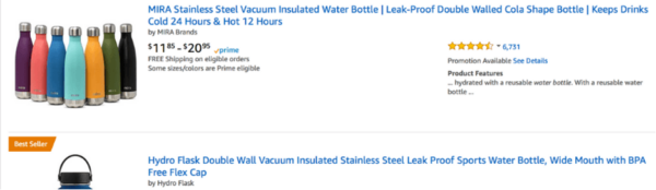 Stainless Steel Water Bottle Title Helps SEO Optimization For Amazon