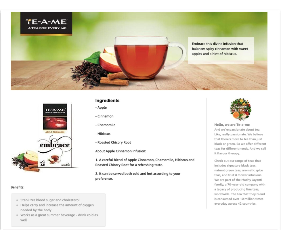 TE-A-ME Amazon A+ Content Example