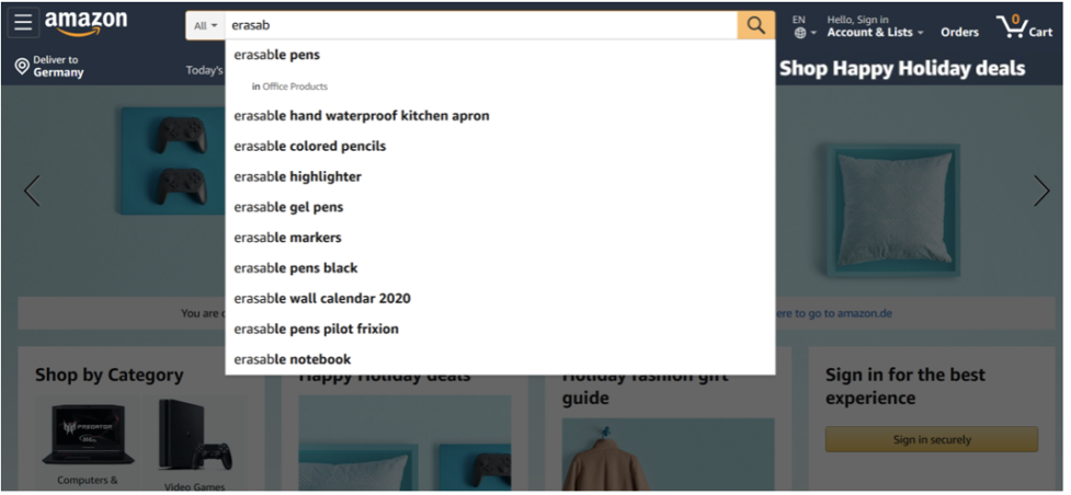 Leverage “autocomplete” function when conducting keyword research for Amazon
