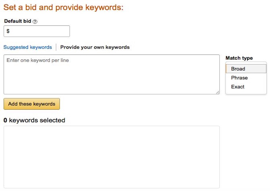 How To Set A Bid and Add Keywords