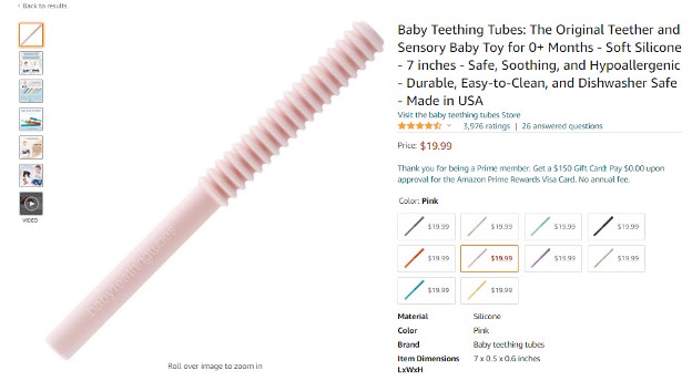 An example of Baby Teething Tubes