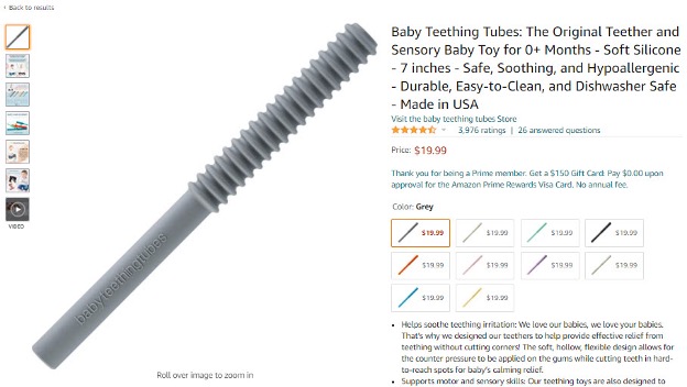 Another example of Baby Teething Tubes