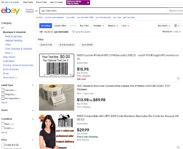 repurchasing UPC barcodes for Amazon can be an option for eSellers
