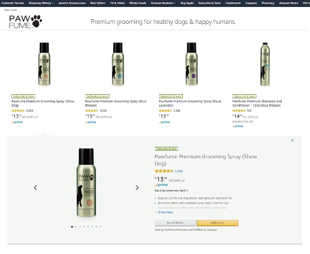 Another example of an Amazon storefront