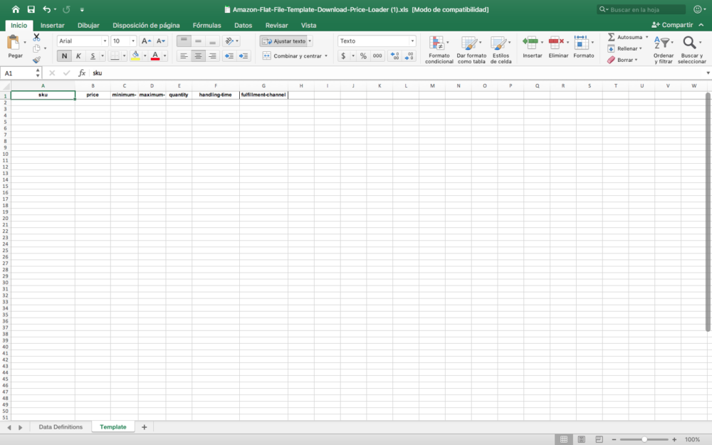 Price Quantity Template