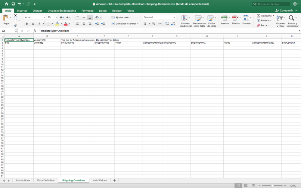 Shipping Override Template