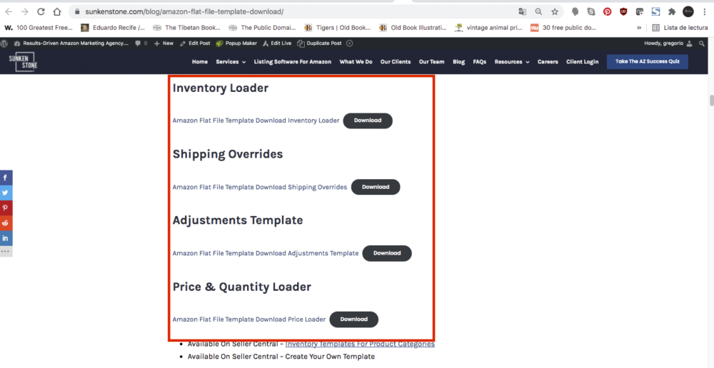 If you want to use a flat file to update multiple Amazon Seller product listings you can download a flat file template from Amazon Seller Central